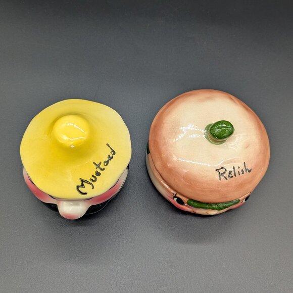 Vintage Two DeForest Condiment Jars Relish And Mustard Small Chip Crazing - Picture 4 of 13